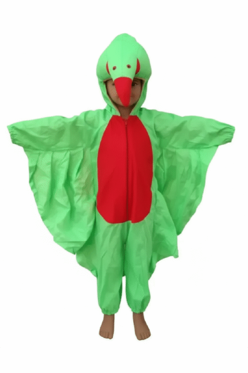 Vibrant Green Parrot Bird Costume for Kids